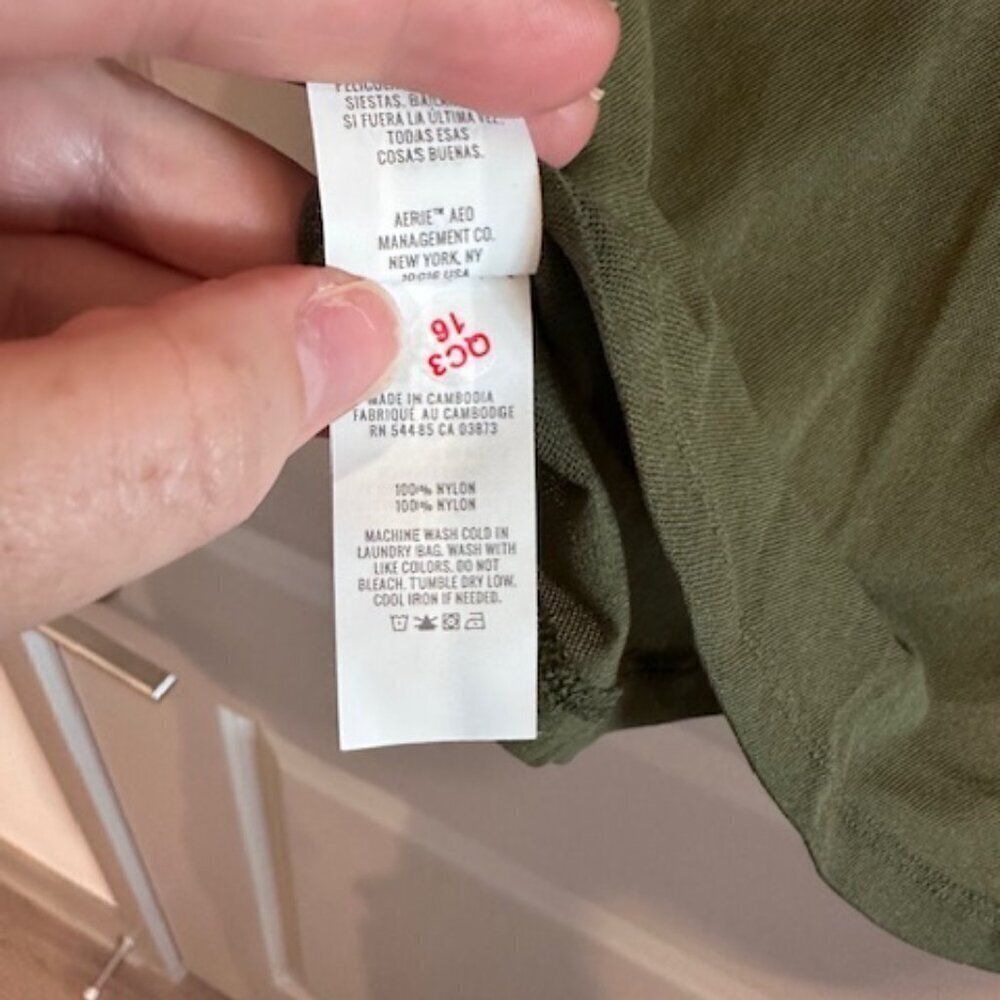 Aerie Magic Mesh Baby TShirt NWT Army Green Size S - Picture 5 of 5